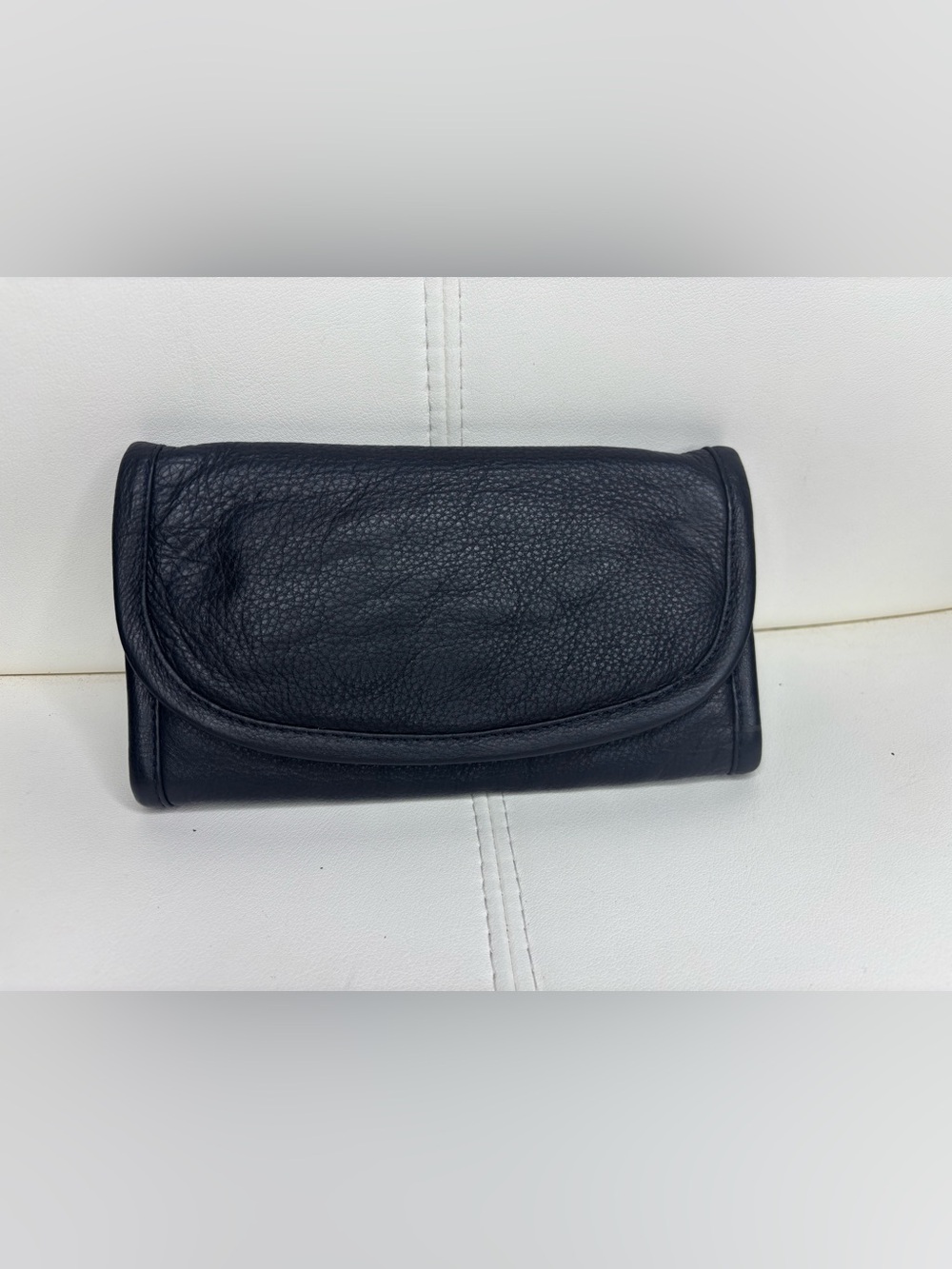 Classic Black Leather Fold Clutch Wallet